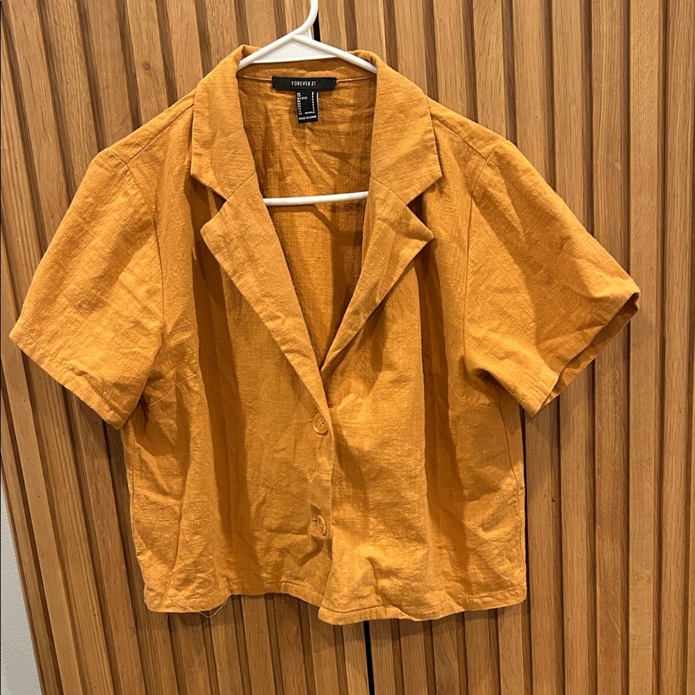 Forever 21 Orange Button-Down Shirt